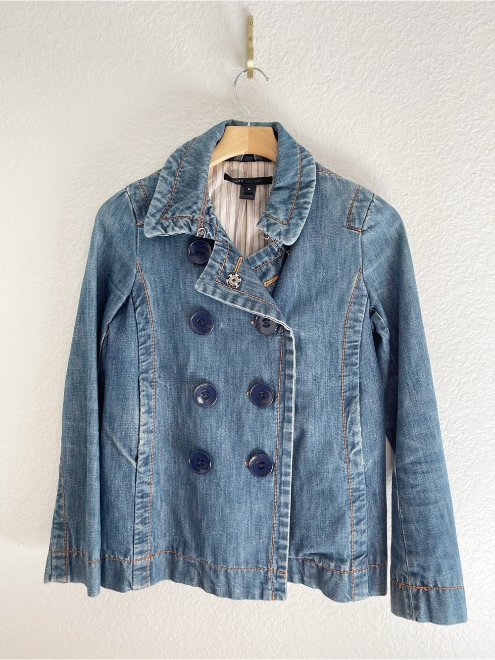 Vintage MARC JACOBS Y2K DENIM Peacoat JACKET small - Picture 3 of 13